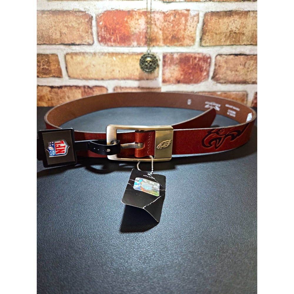 Philadelphia Eagles Eagles Wings Leather Belt Mens Size 36 NFL NWT Brown